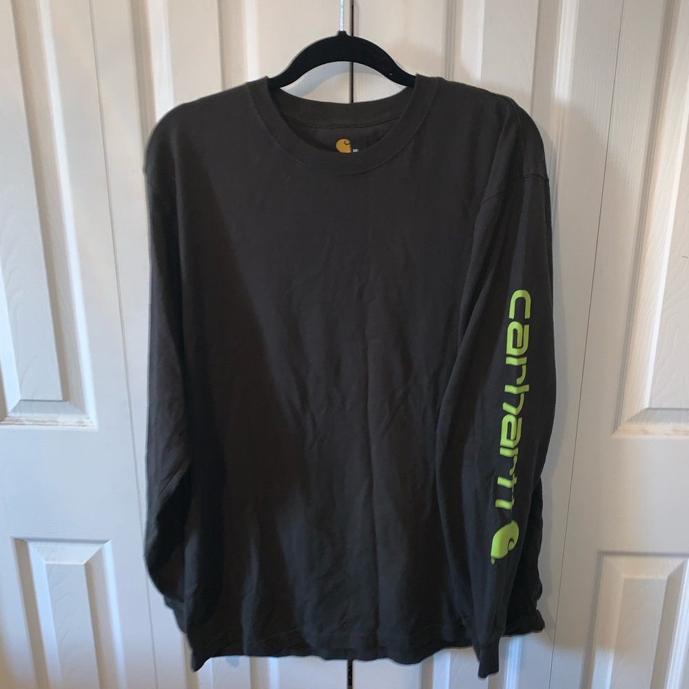 Carhartt long sleeve with lime green writing